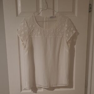 Cream Floral Embroidered Blouse